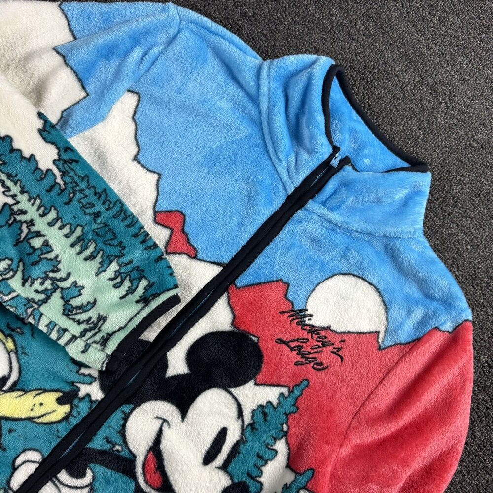 NWT Women’s M Disney Mickey Mouse Pluto Lodge Scenic Fleece Jacket Cozy Zip Up